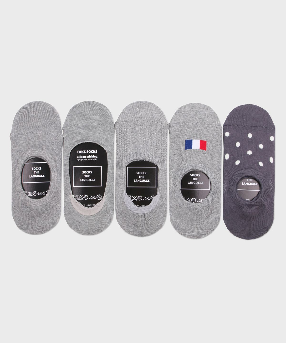 삭스더랭귀지(SOCKS THE LANGUAGE) 그레이 덧신 모음 5SET