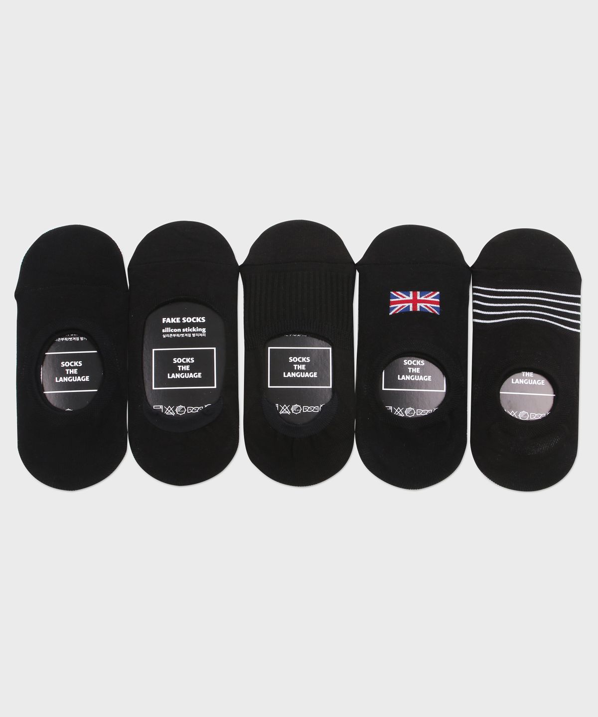 삭스더랭귀지(SOCKS THE LANGUAGE) 블랙 덧신 모음 5SET