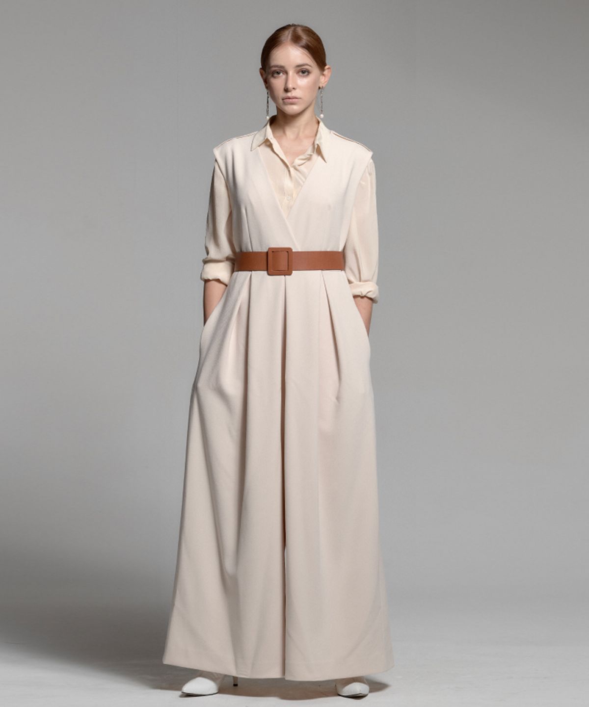 썸띵굿(SOMETHING GOOD) Tailored Jump Suit_CREAM