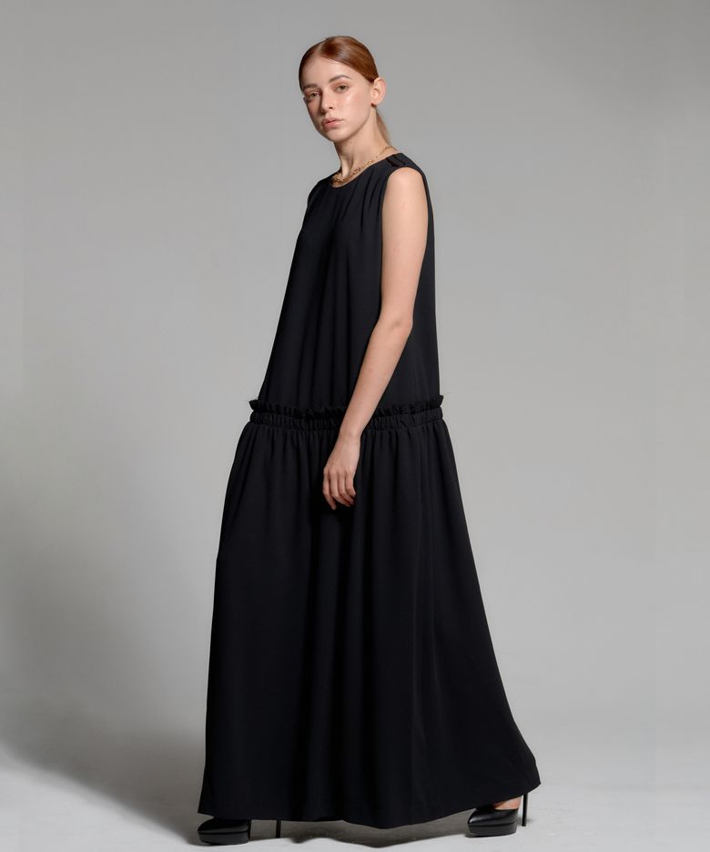 Shirring Jump Suit_BLACK