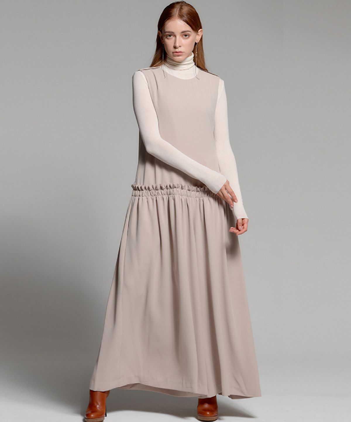 썸띵굿(SOMETHING GOOD) Shirring Jump Suit_CREAM