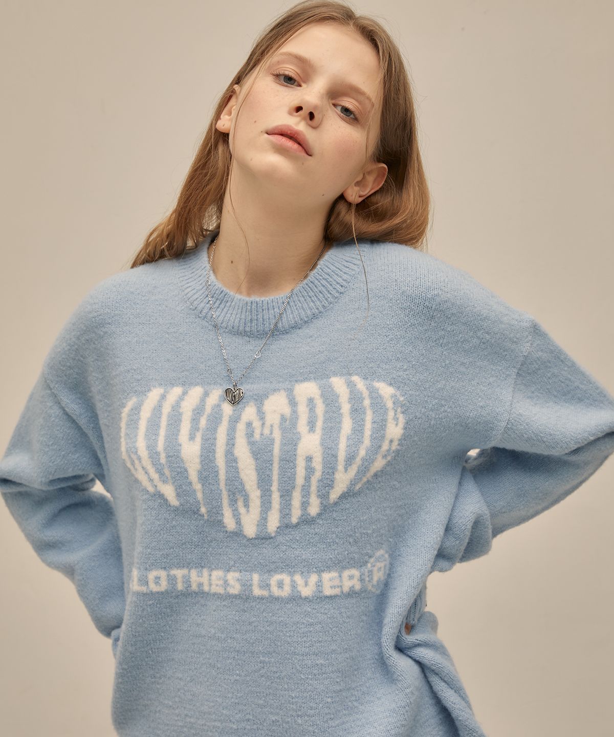 러브이즈트루(LUVISTRUE) PO HEART KNIT(SKY BLUE)