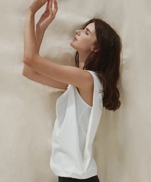 여성 요가복 DEVI-TS0029-화이트 필라테스 빙고 이중 슬리브리스