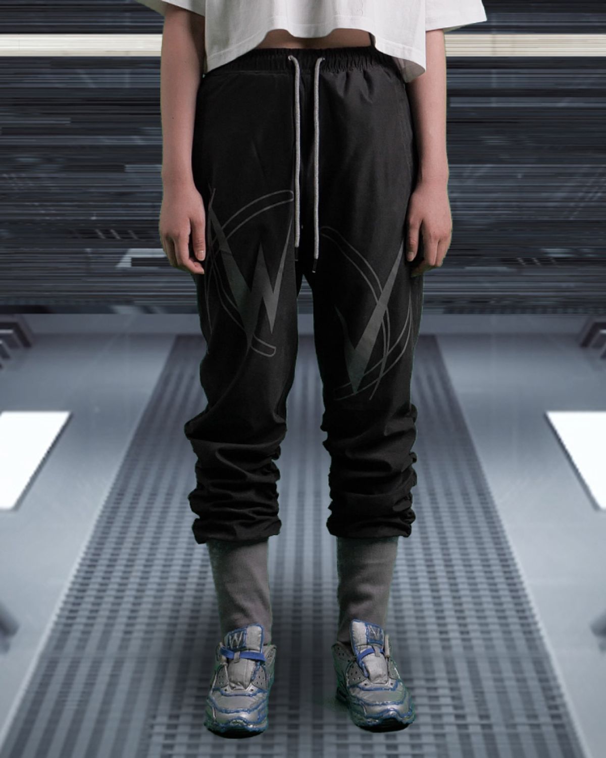 우빙(WOOVING) SHIRRING JOGGER PANTS (BLACK)