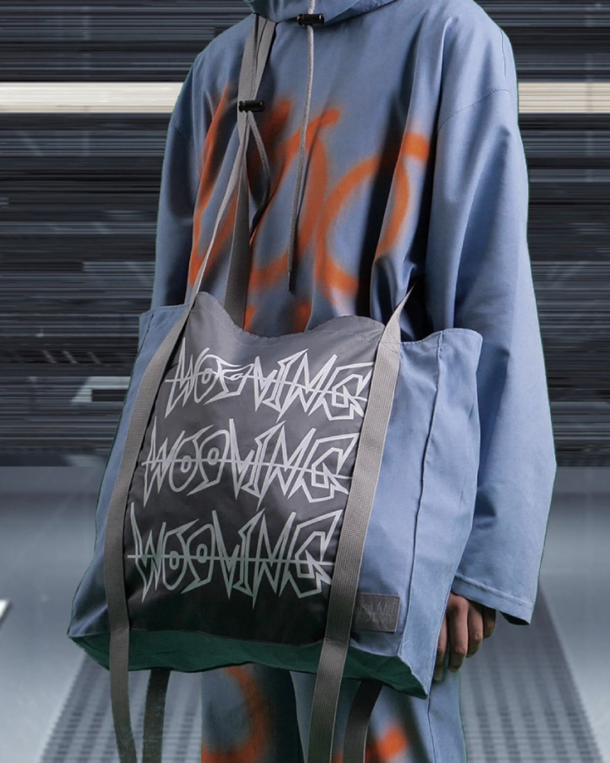 우빙(WOOVING) TRIPLE LOGO CROSS BAG (BLUE)
