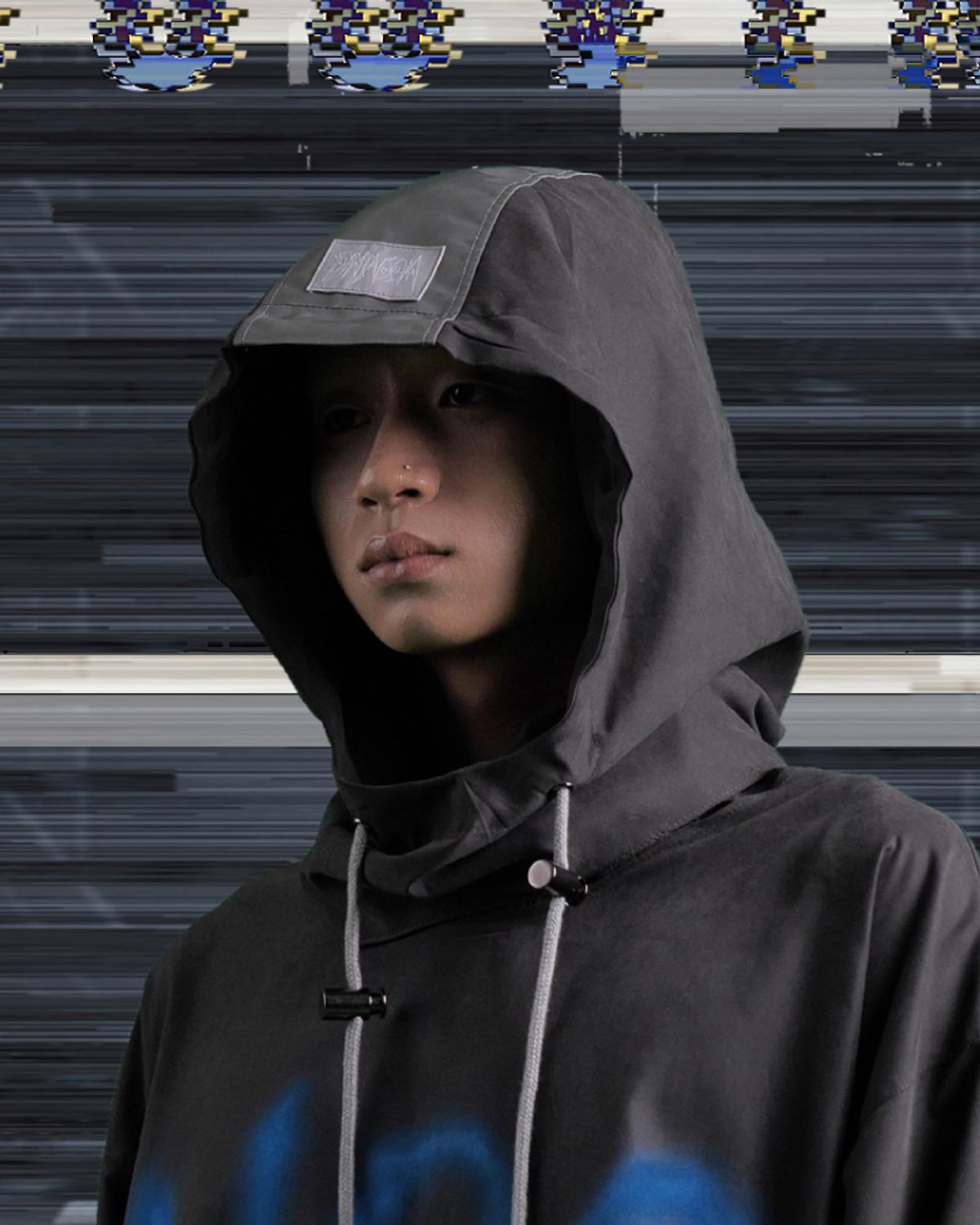 우빙(WOOVING) STRING HOOD (BLACK)