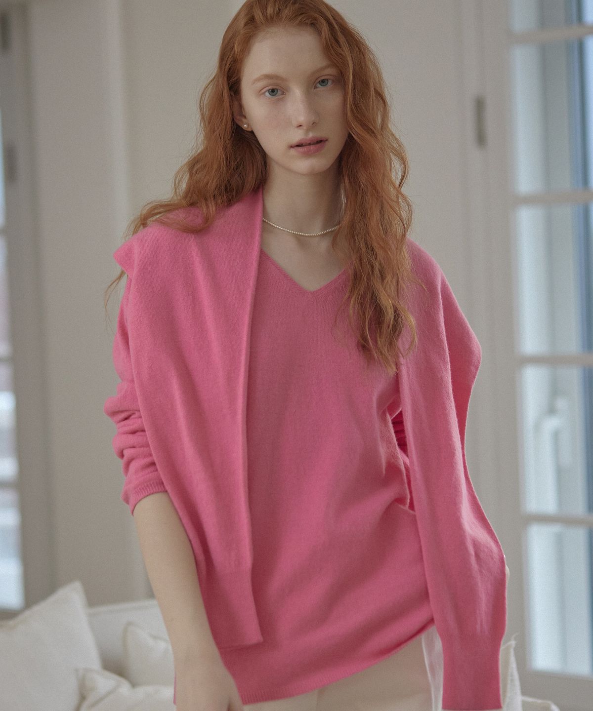 논로컬(NONLOCAL) Wholegarment Shawl - Pink
