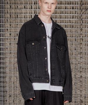 Card Wallet Denim Jacket - Black