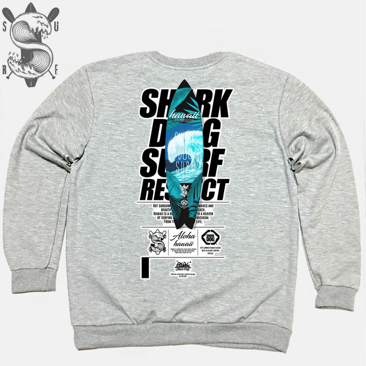 돌돌(DOLDOL) SHARK DOG_MTM-127 샤크독 서핑 하와이 캐릭터 그래픽 그래피티 디자인 맨투맨 긴팔