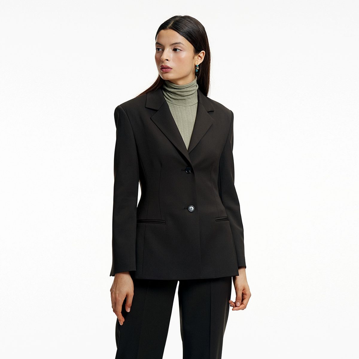 핀블랙(PINBLACK) HOURGLASS SLIM JACKET BROWN
