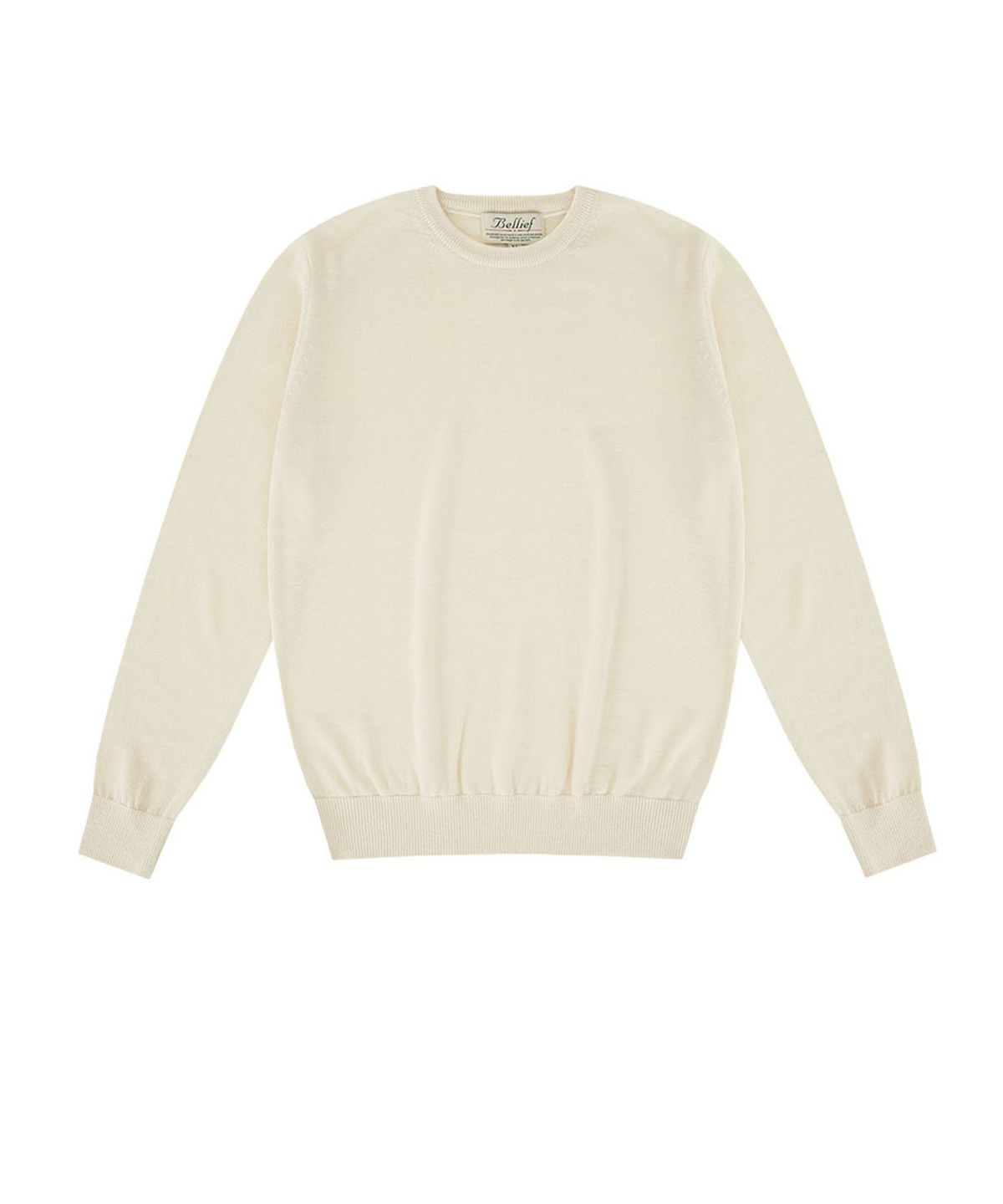 벨리프(BELLIEF) Wool soft round neck knit (Cream)