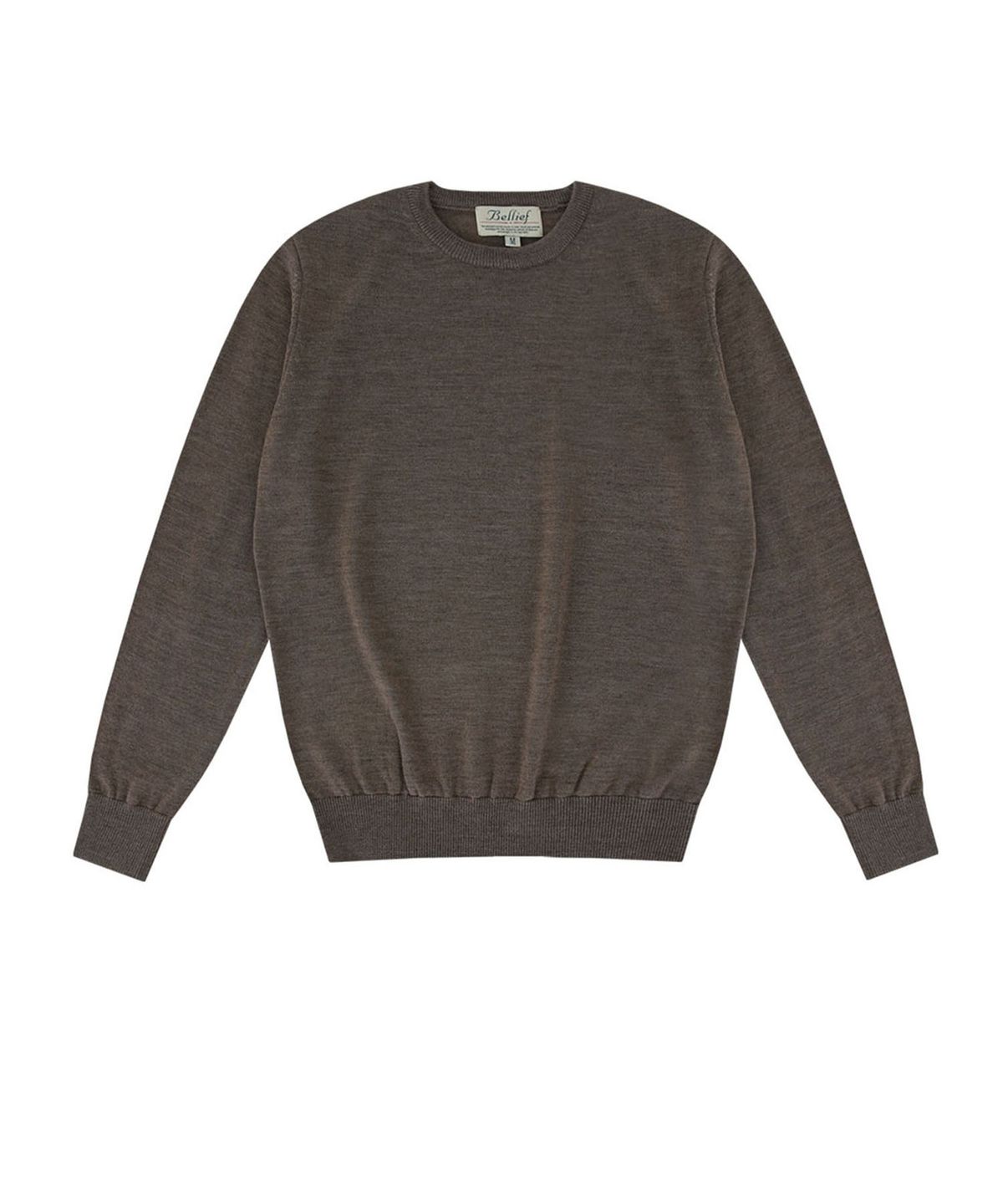 벨리프(BELLIEF) Wool soft round neck knit (Brown)