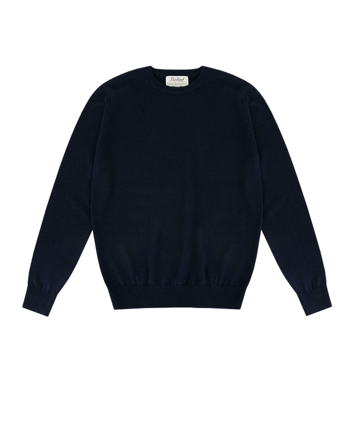 벨리프(BELLIEF) Wool soft round neck knit (Navy)
