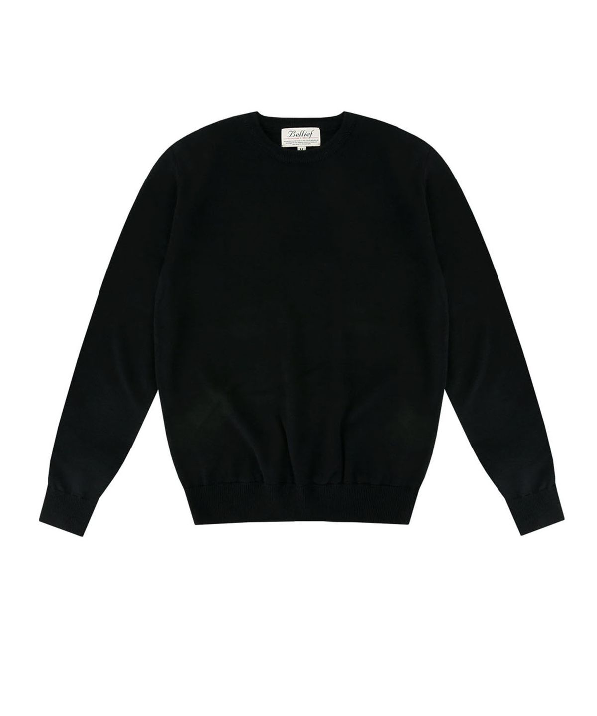 벨리프(BELLIEF) Wool soft round neck knit (Black)