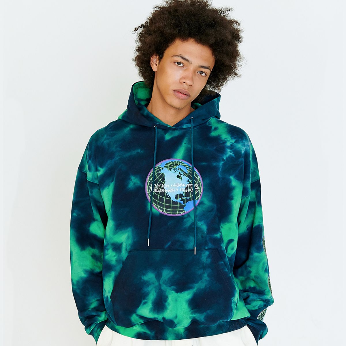 아임낫어휴먼비잉(I AM NOT A HUMAN BEING) GLOBE PRINT HOODIE - GREEN