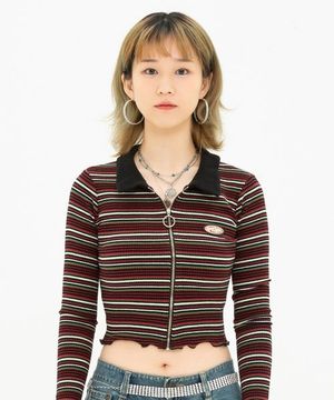 (W) BORDEAUX ZIP-UP -  BLACK