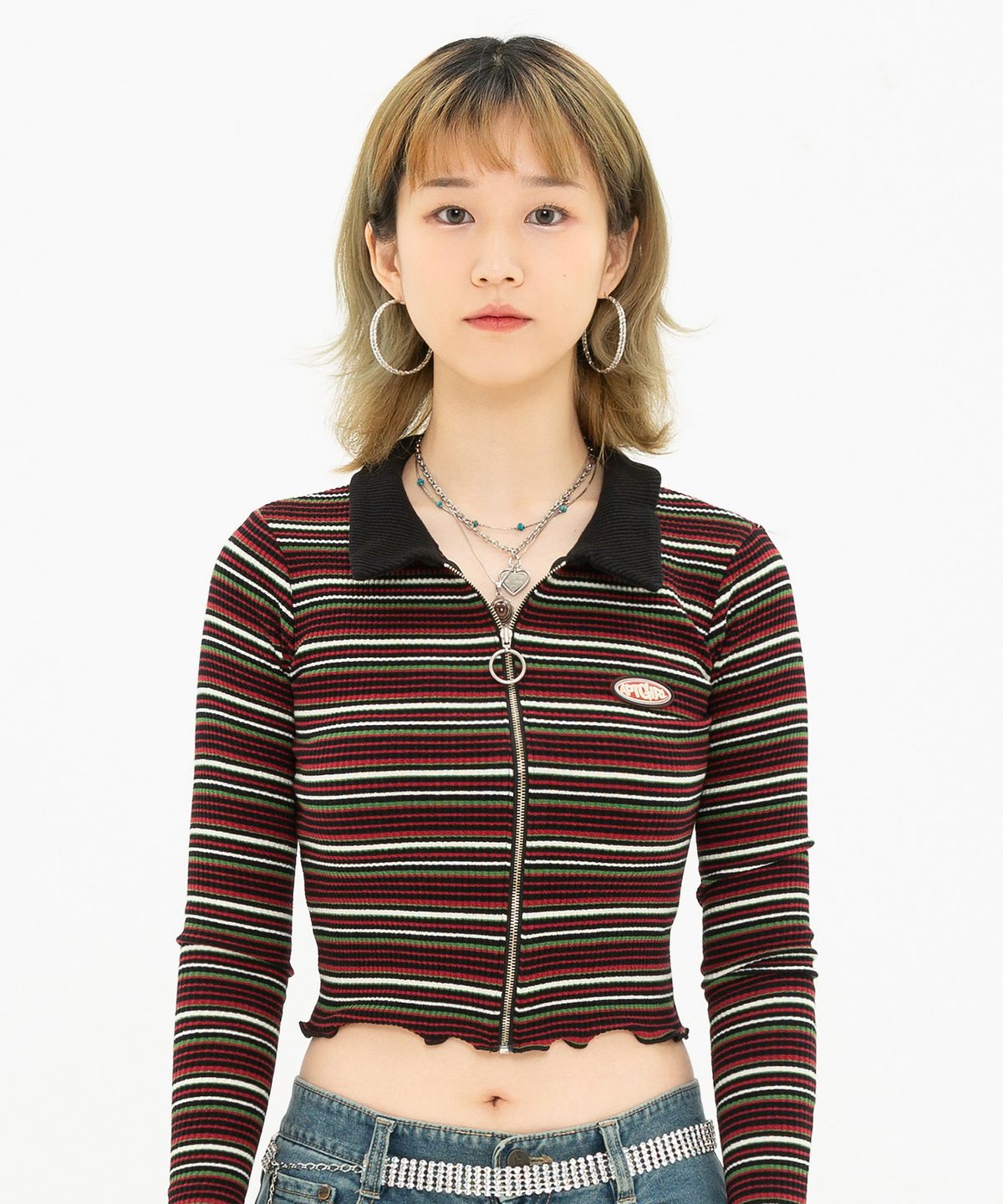 아파트먼트(APARTMENT) (W) BORDEAUX ZIP-UP -  BLACK