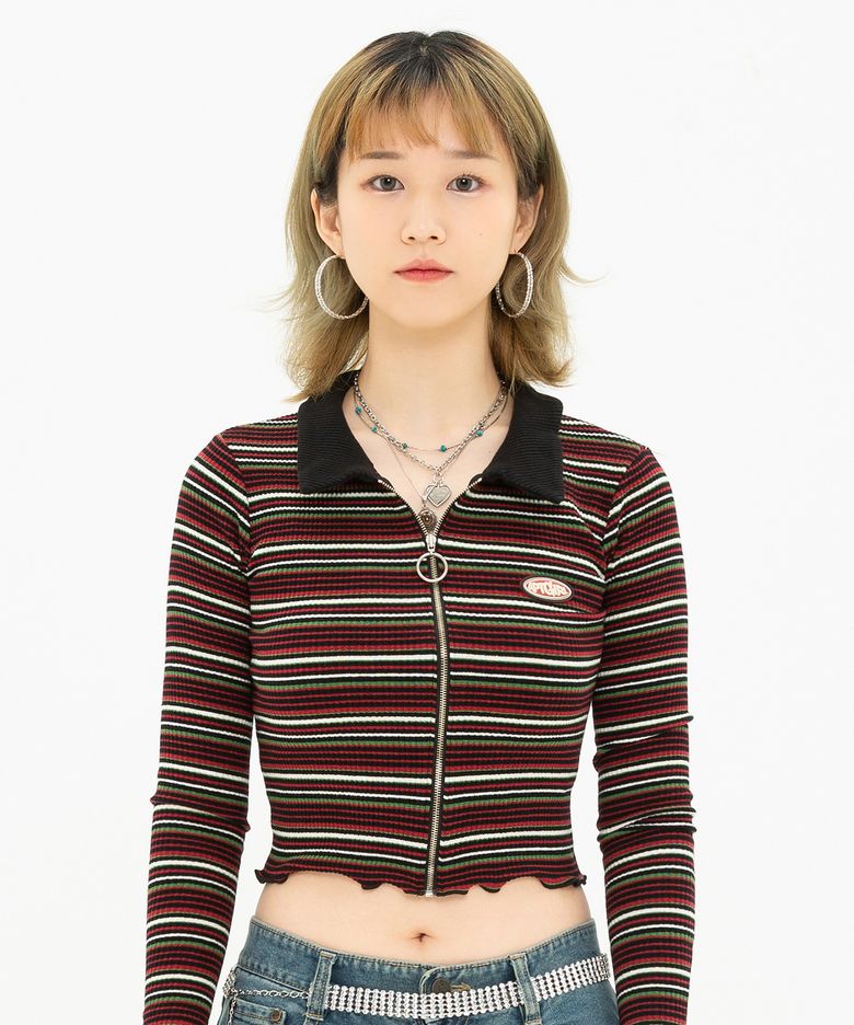 (W) BORDEAUX ZIP-UP -  BLACK