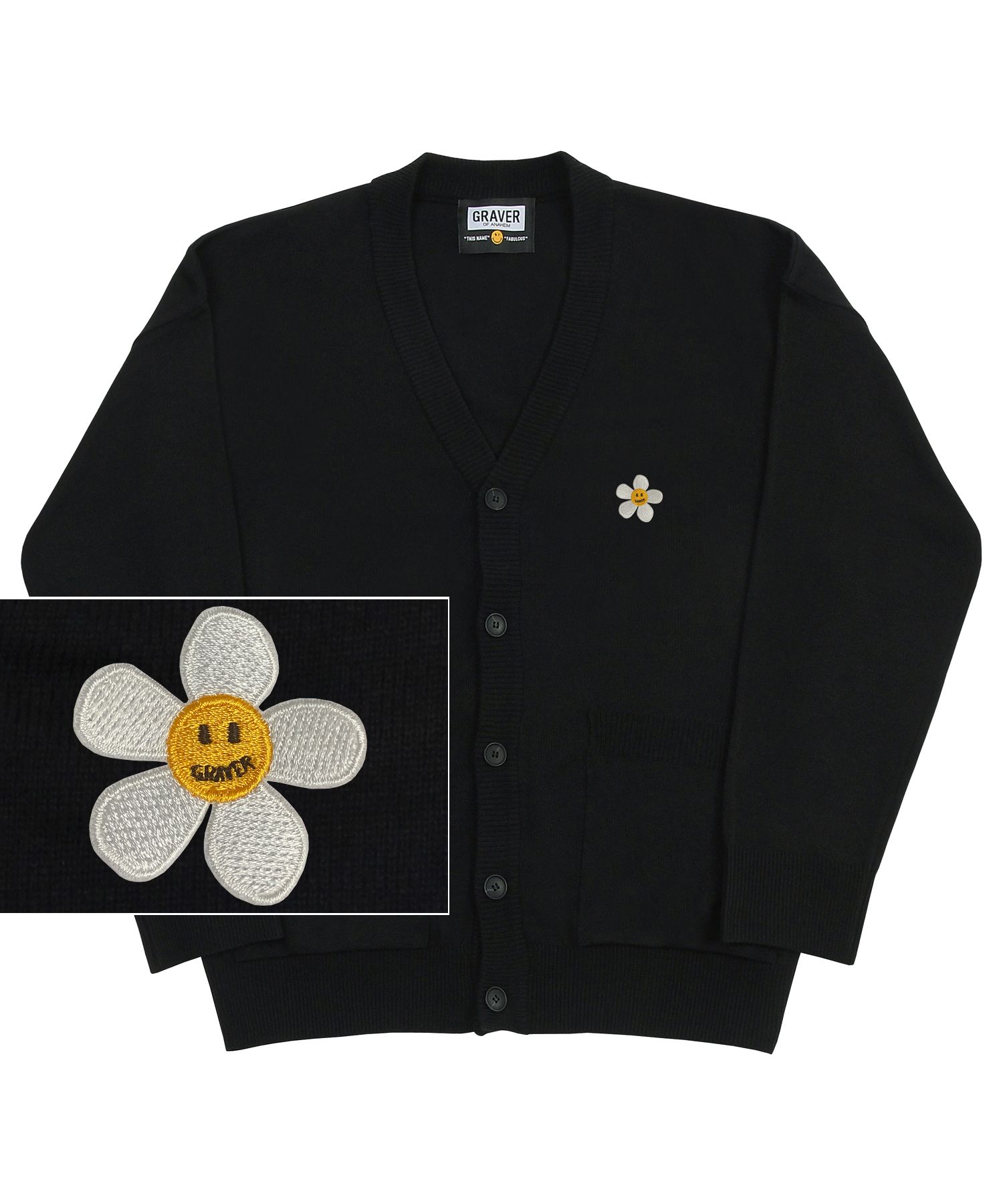 MUSINSA | GRAVER [UNISEX] FLOWER DOT EMBROIDERED KNIT