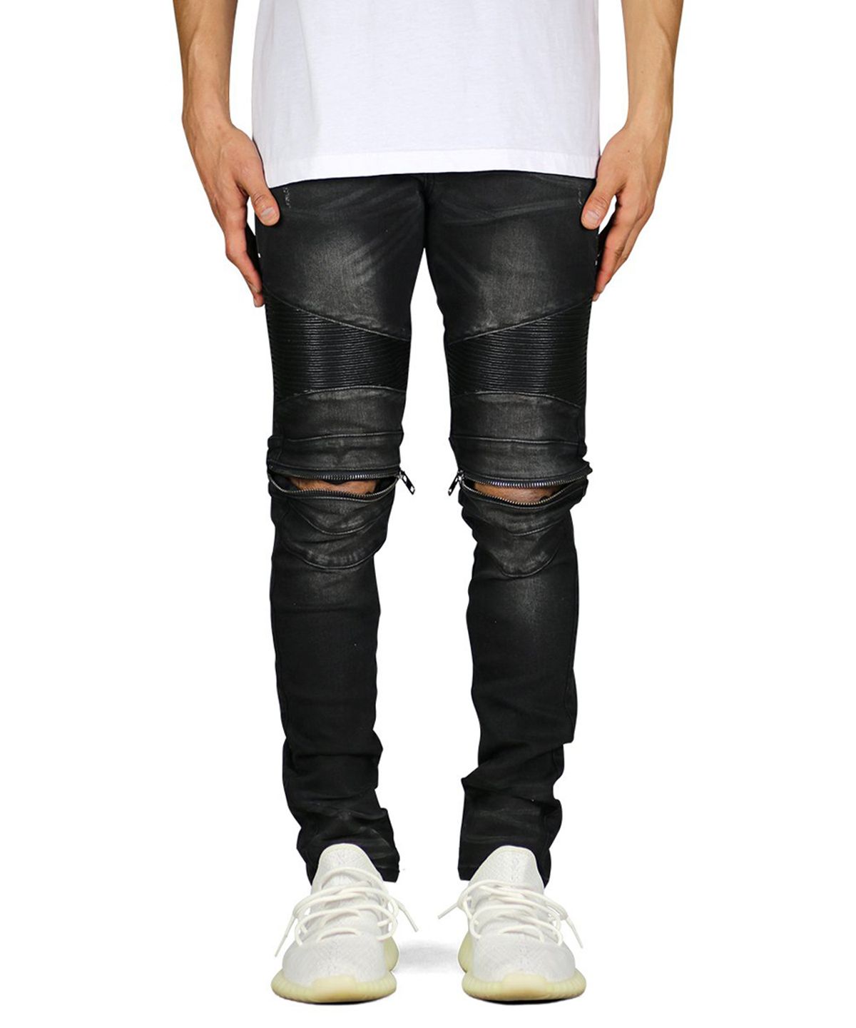 하이퍼 데님(HYPER DENIM) 블랙 모토 지퍼 진