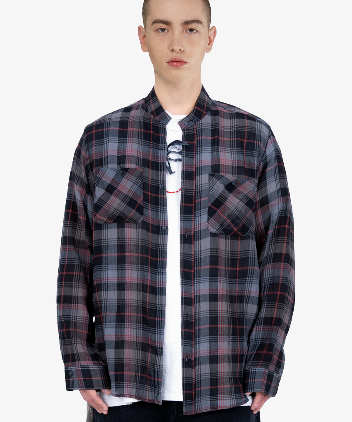 언더에어(UNDERAIR) [차이나카라] PRIAMOS CHECK SHIRTS - BLACK