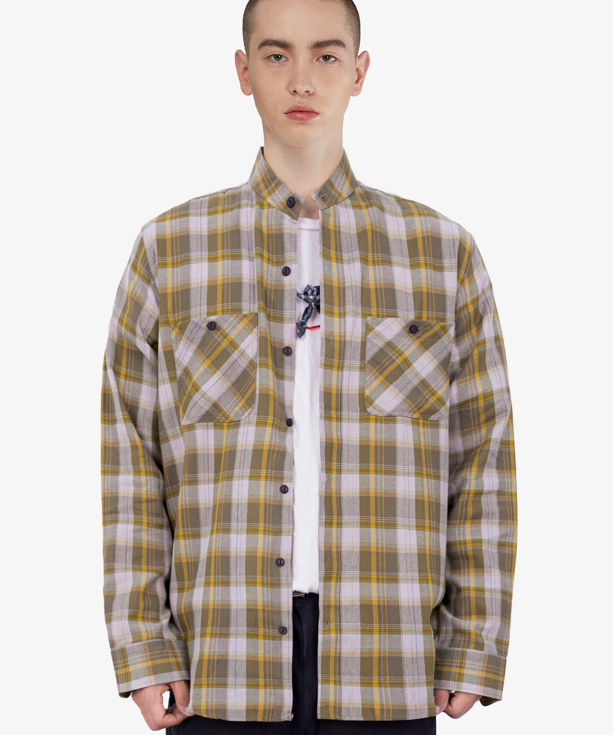 언더에어(UNDERAIR) [차이나카라] SAPPHIRE CHECK SHIRTS - MUSTARD