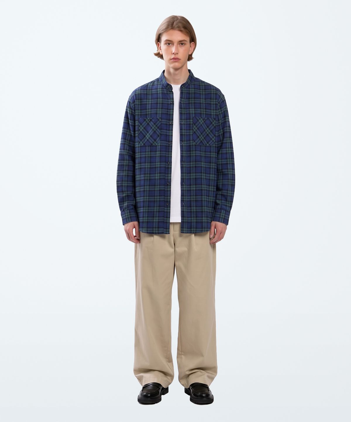 언더에어(UNDERAIR) [차이나카라] UNDER EFFECT CHECK SHIRTS - NAVY