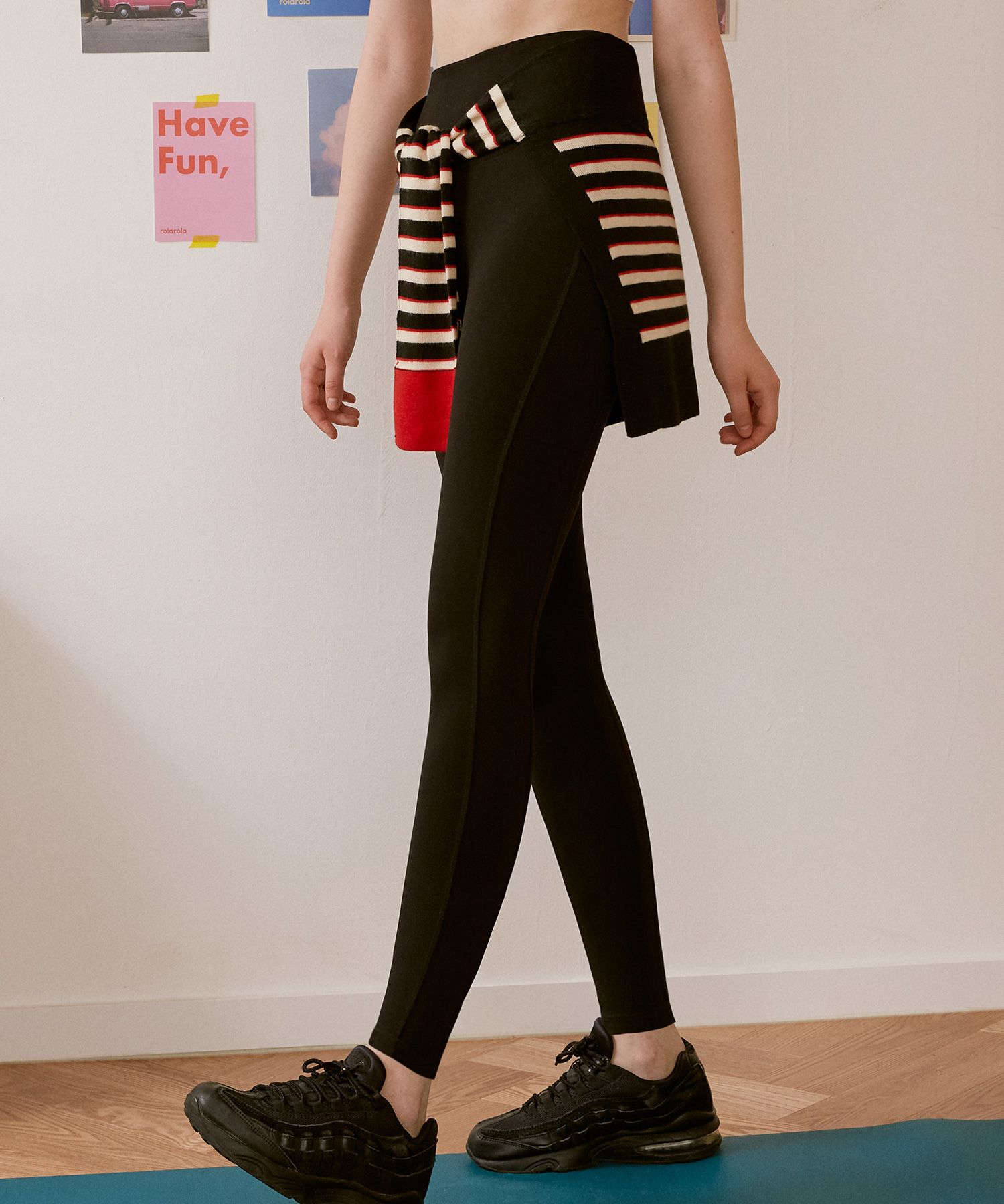 rolarola★DETACHABLE STRIPE KNIT TIED-UP LEGGINGS_LS-20564 MUSINSA公式 | ROLAROLA (LS-20564) DETACHABLE STRIPE KNIT