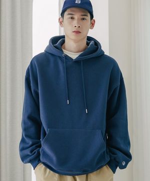 로그 오버핏 기모 후드 네이비 YHHD2302