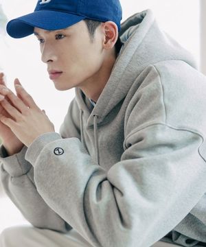 로그 오버핏 기모 후드 그레이 YHHD2302