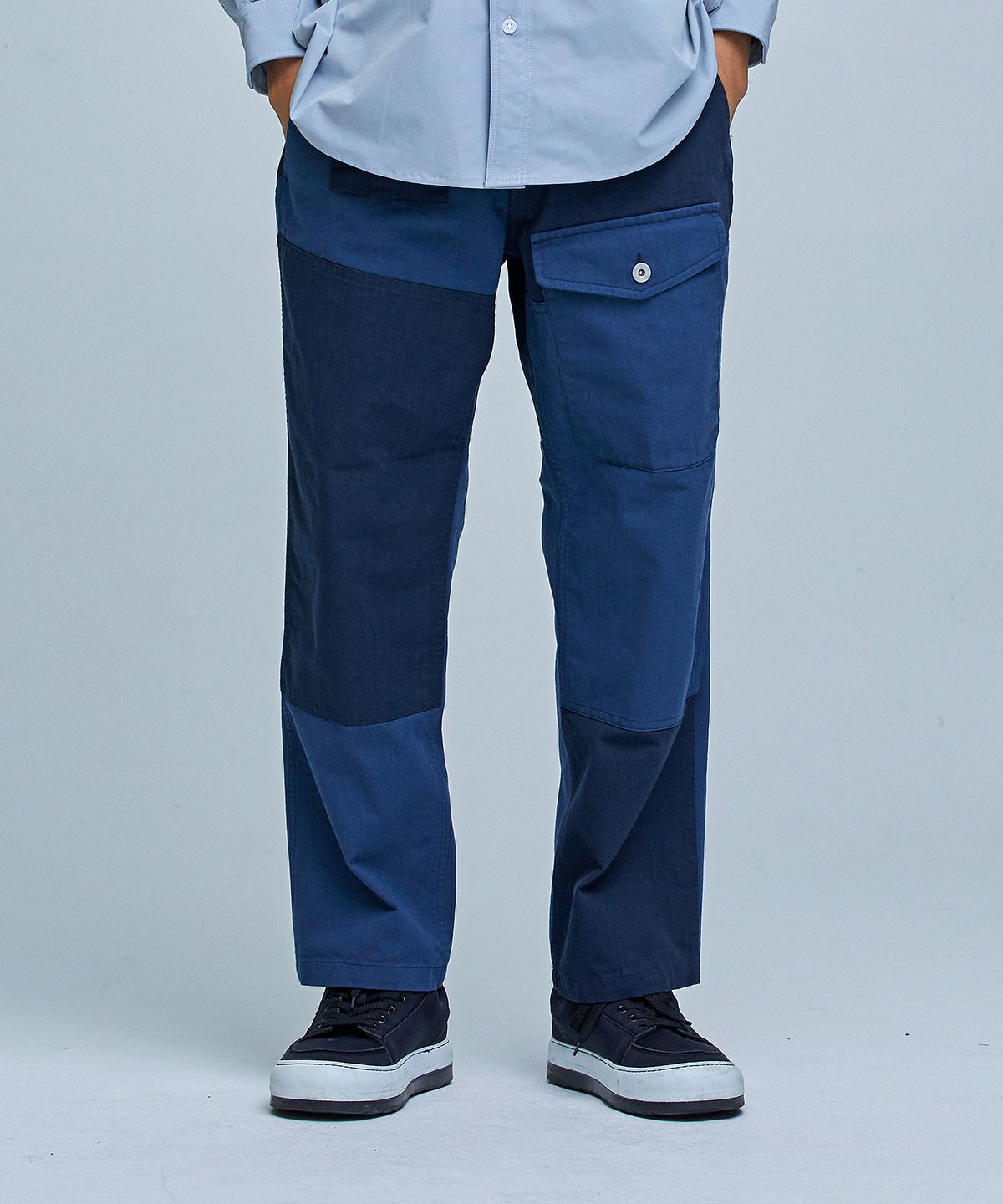 프리즘웍스(FRIZMWORKS) HBT PATCHWORK PANTS _ NAVY