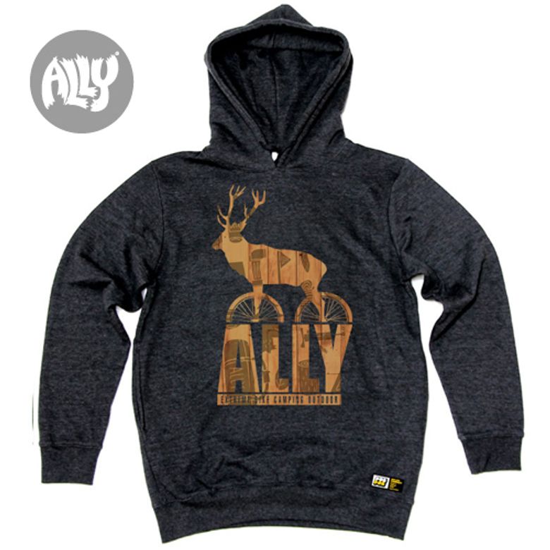 ALLY_HOODY_03 숲속의 mtb 바이커 사슴 엘리 자전거 캠핑  백패킹 사슴 캐릭터 그래픽 디자인 후디 후드티
