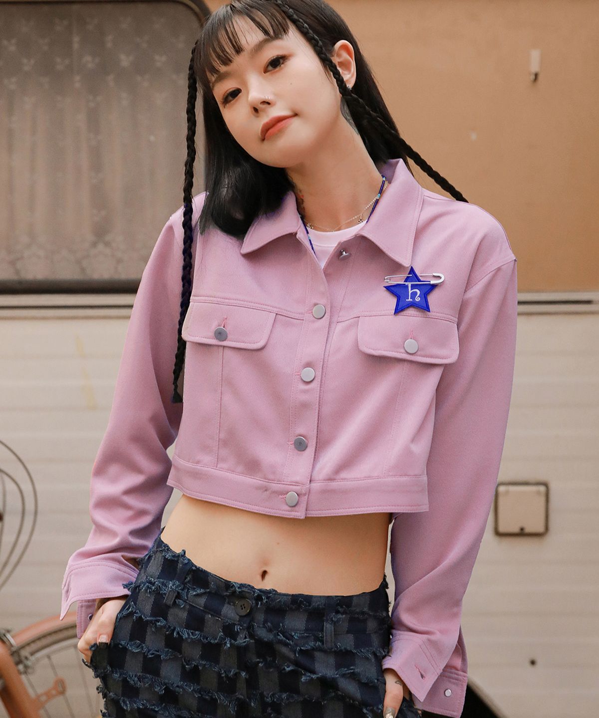 하이스쿨디스코(HIGH SCHOOL DISCO) 디스코펑크 크롭자켓