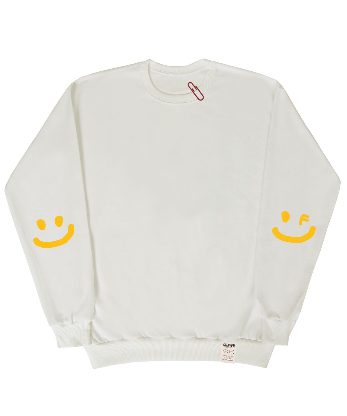 그레이버(GRAVER) [UNISEX]엘보우 스마일드로잉 맨투맨_아이보리