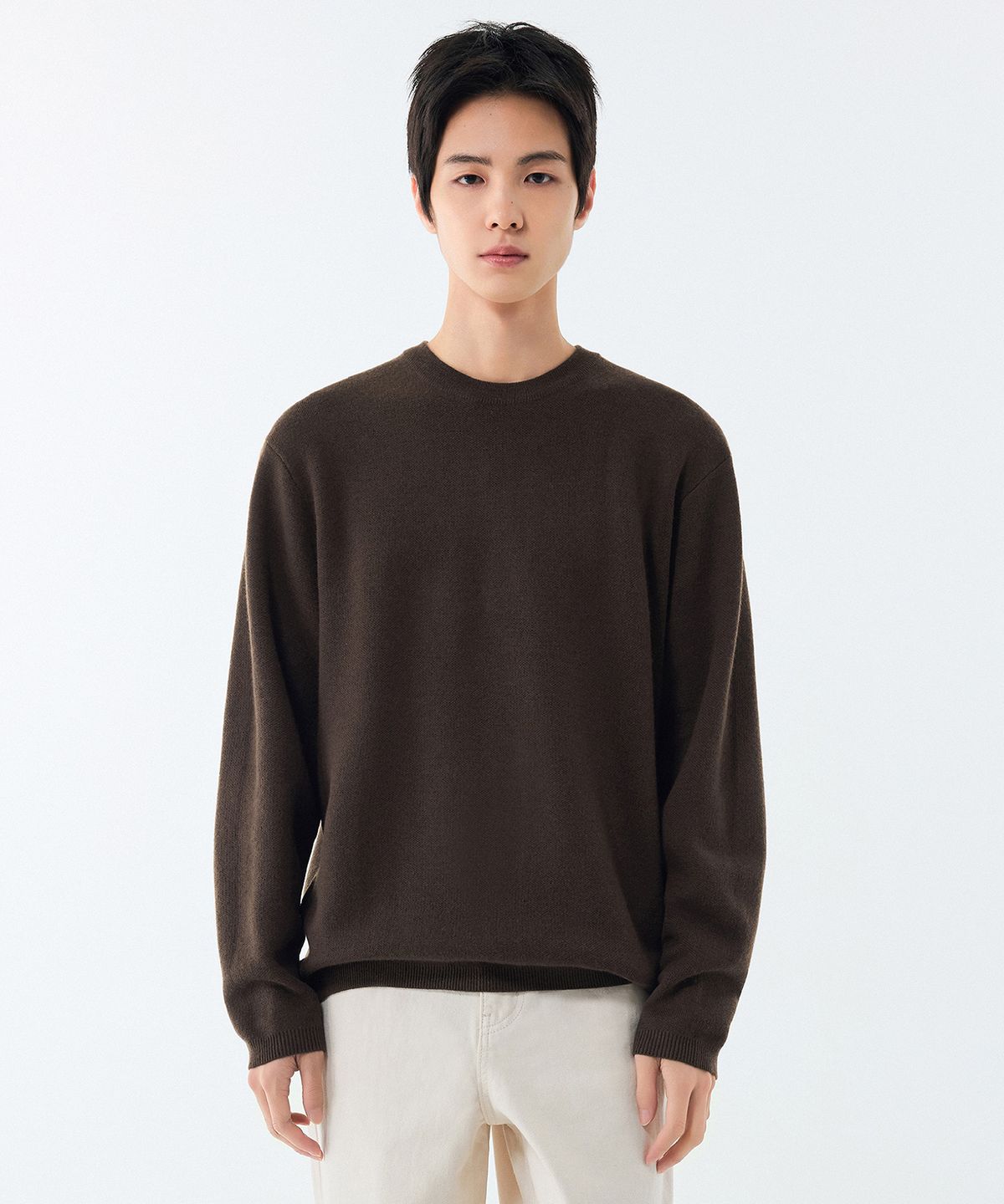 무신사 스탠다드(MUSINSA STANDARD) 미니멀 크루 넥 니트 [브라운]