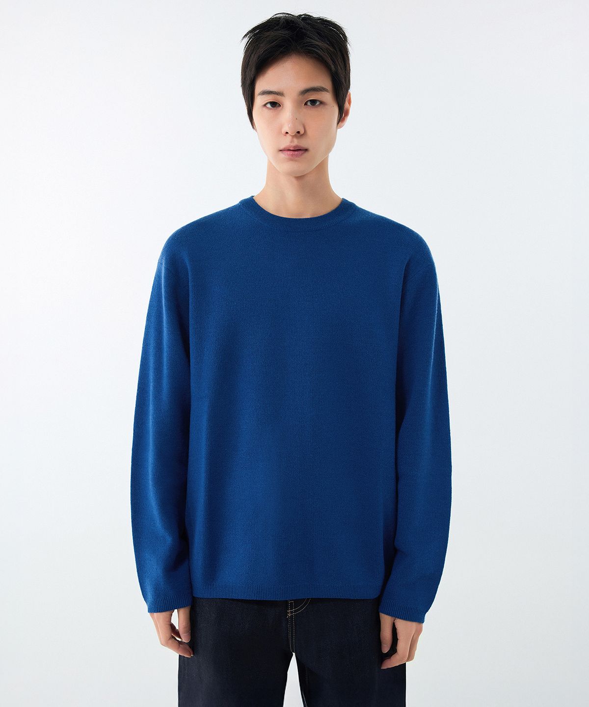 무신사 스탠다드(MUSINSA STANDARD) 미니멀 크루 넥 니트 [블루]