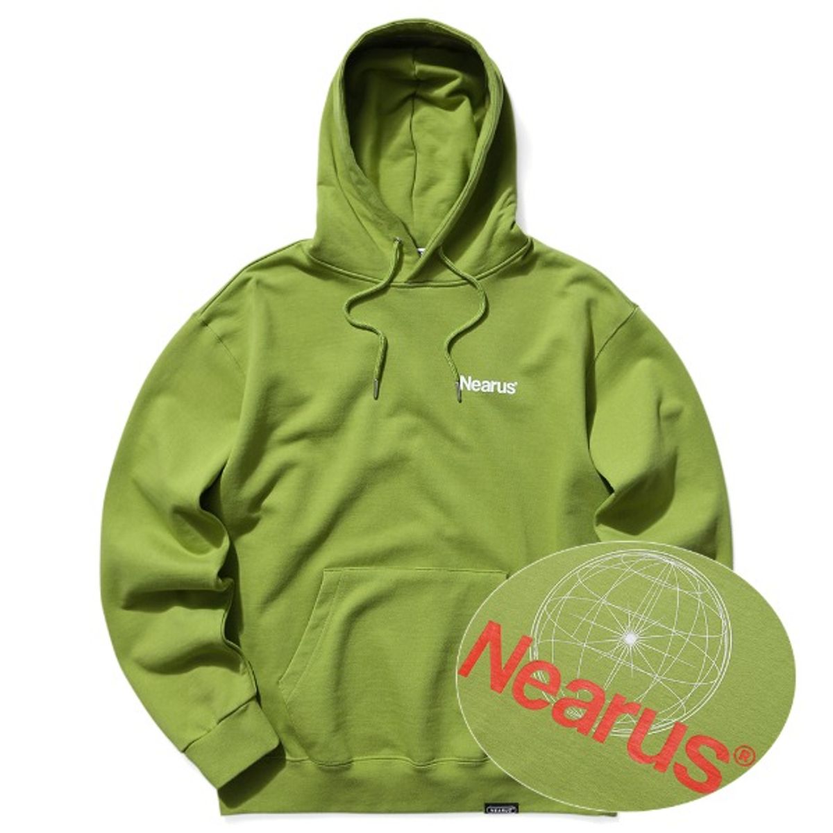 니어러스(NEARUS) 후드티셔츠EARTH LOGO HOODDIE [OLIVE GREEN]