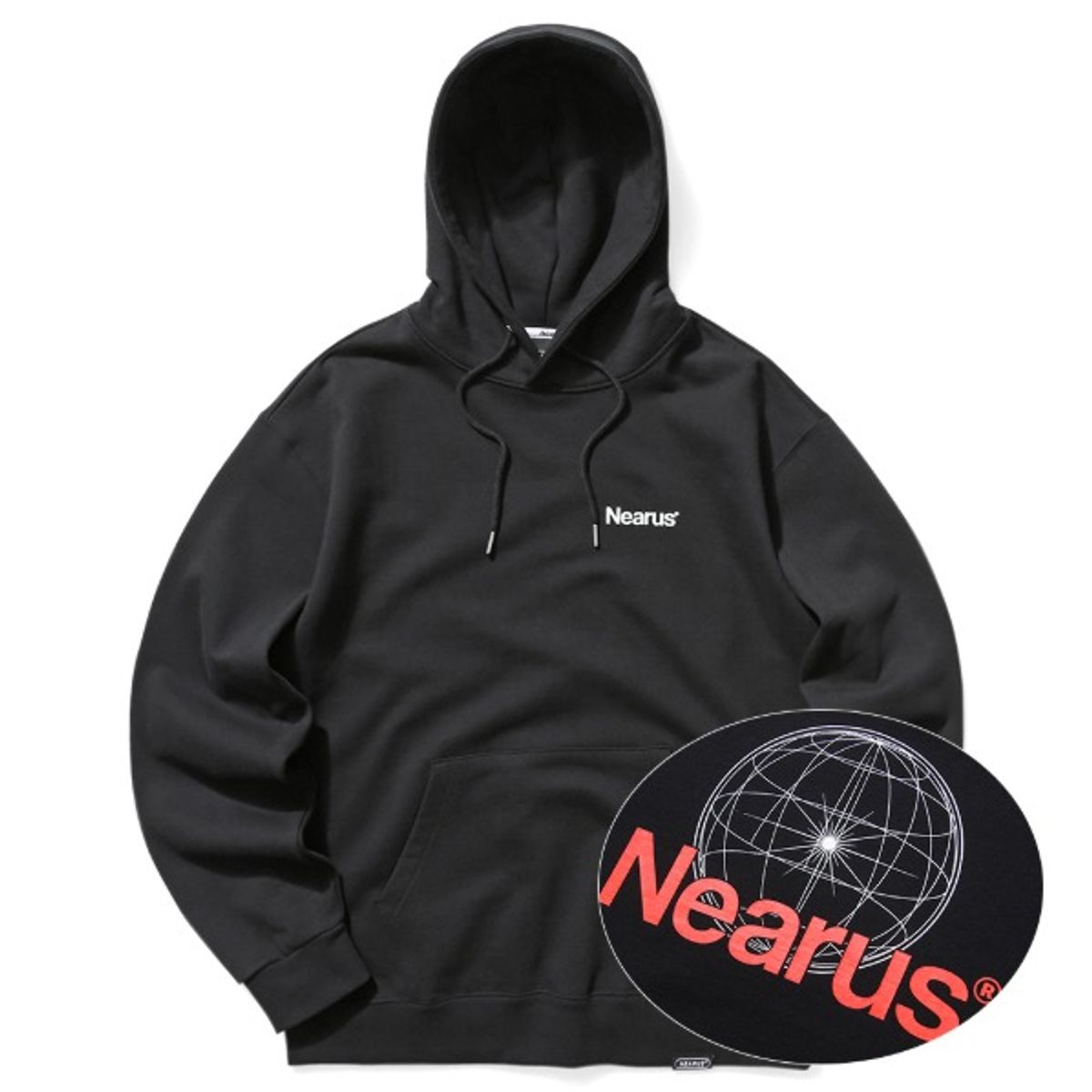 니어러스(NEARUS) 후드티셔츠EARTH LOGO HOODDIE [BLACK]