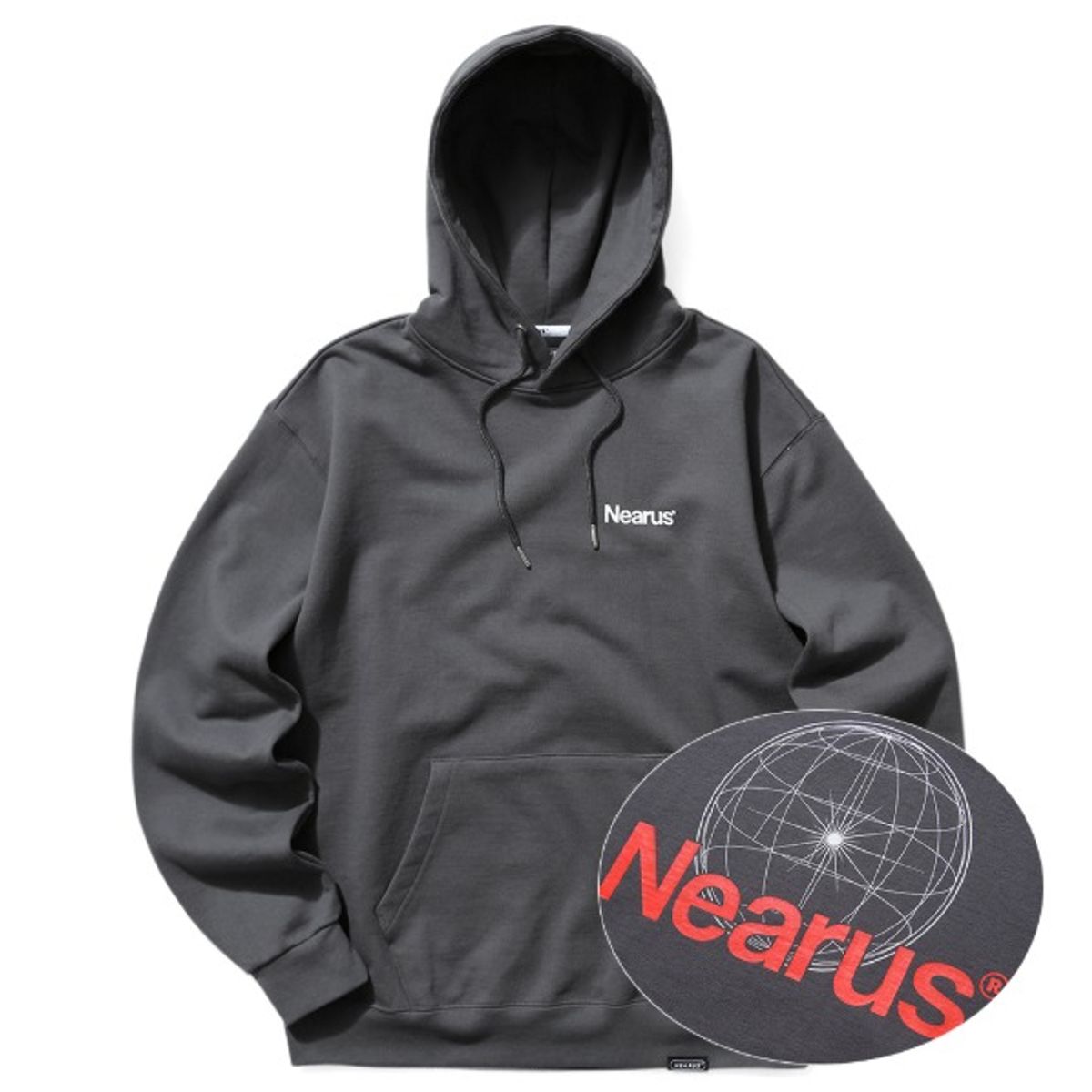 니어러스(NEARUS) 후드티셔츠EARTH LOGO HOODDIE [CHARCOAL]