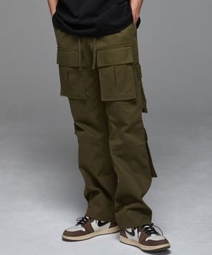MULTI POCKET WIDE CARGO PANTS [KHAKI]