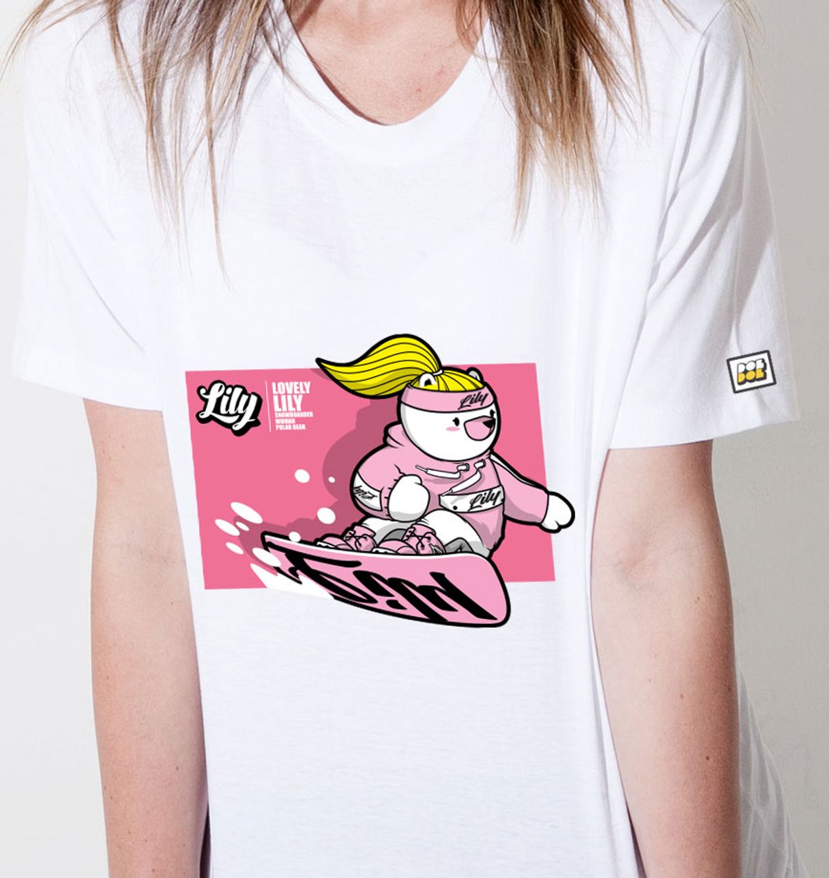 돌돌(DOLDOL) Lily-tshirts-21 러블리 릴리 여자 북극곰 스노우보드 선수 익스트림 캐릭터 그래픽 디자인 티셔츠 티