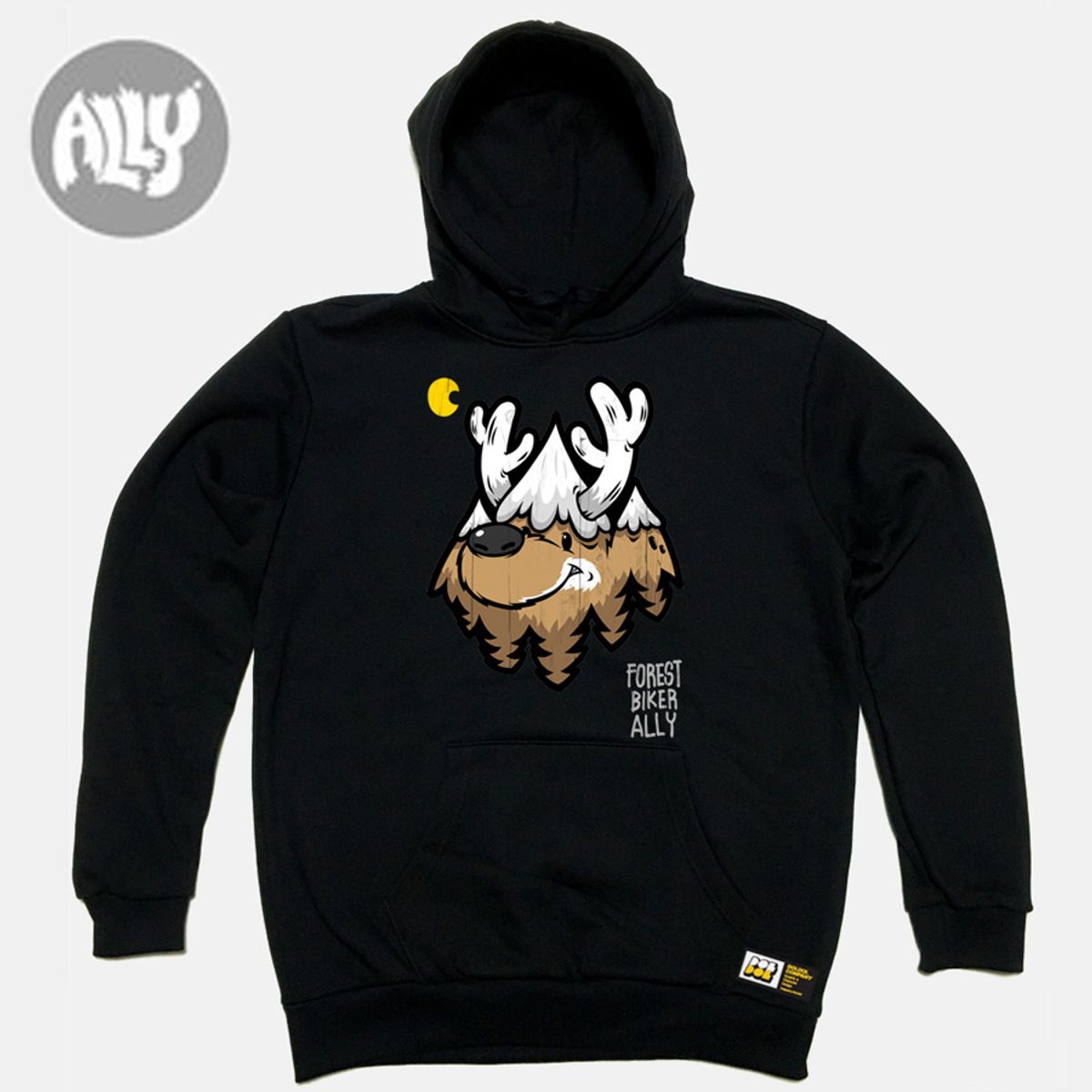 돌돌(DOLDOL) ALLY_HOODY_18 숲속의 mtb 바이커 사슴 엘리 자전거 캠핑  백패킹 사슴 캐릭터 그래픽 디자인 후디 후드티