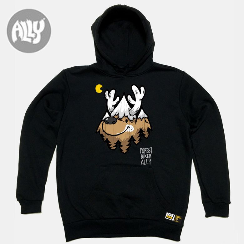 ALLY_HOODY_18 숲속의 mtb 바이커 사슴 엘리 자전거 캠핑  백패킹 사슴 캐릭터 그래픽 디자인 후디 후드티