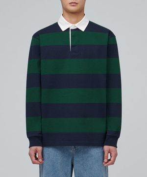 스트라이프 럭비 셔츠 [네이비/그린]