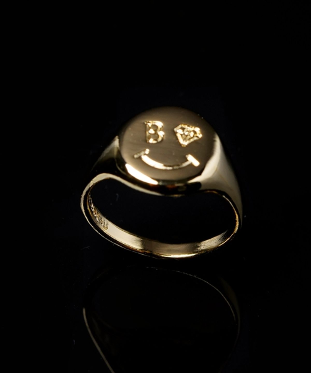 봉보(BONBEAU) Kitsch smile face point bold signet Ring 볼드 스마일 페이스 포인트 골드 반지