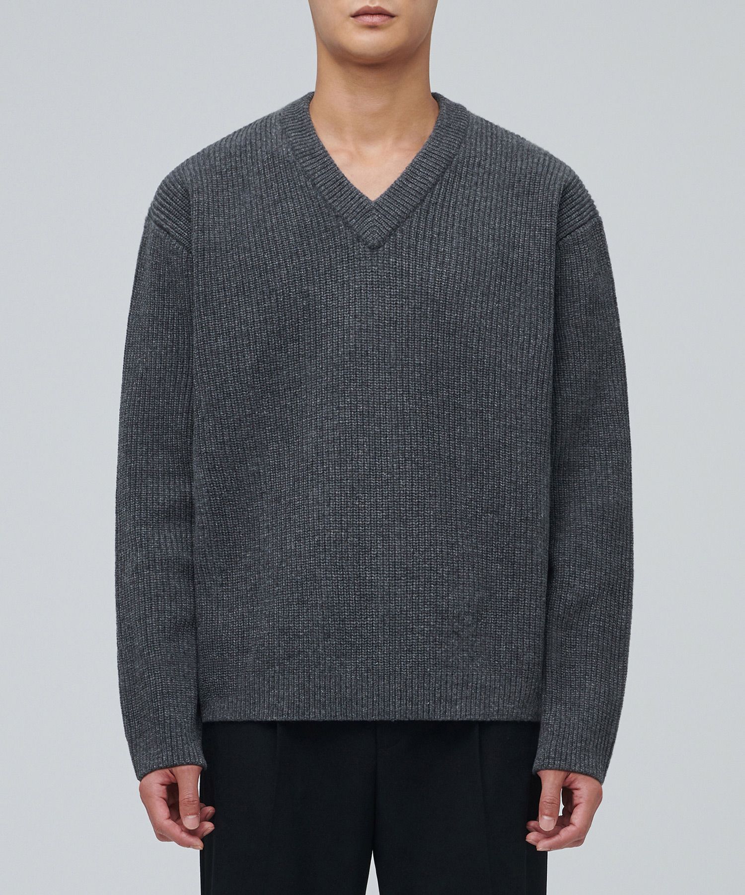 MUSINSA | MUSINSA STANDARD LAMBSWOOL RIBBED V-NECK SWEATER