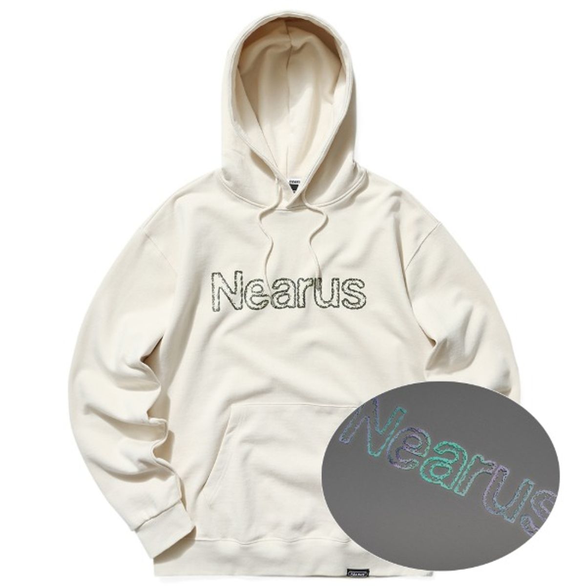 니어러스(NEARUS) SILICON PRISM LOGO HOODIE [LIGHT BEIGE]