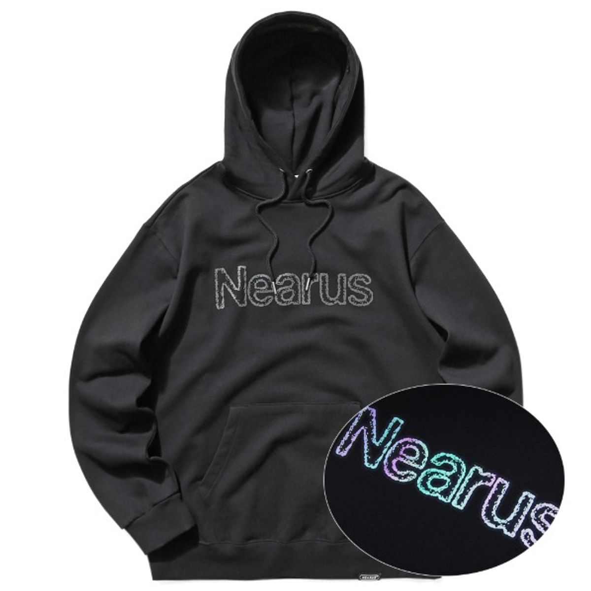 니어러스(NEARUS) SILICON PRISM LOGO HOODIE [BLACK]