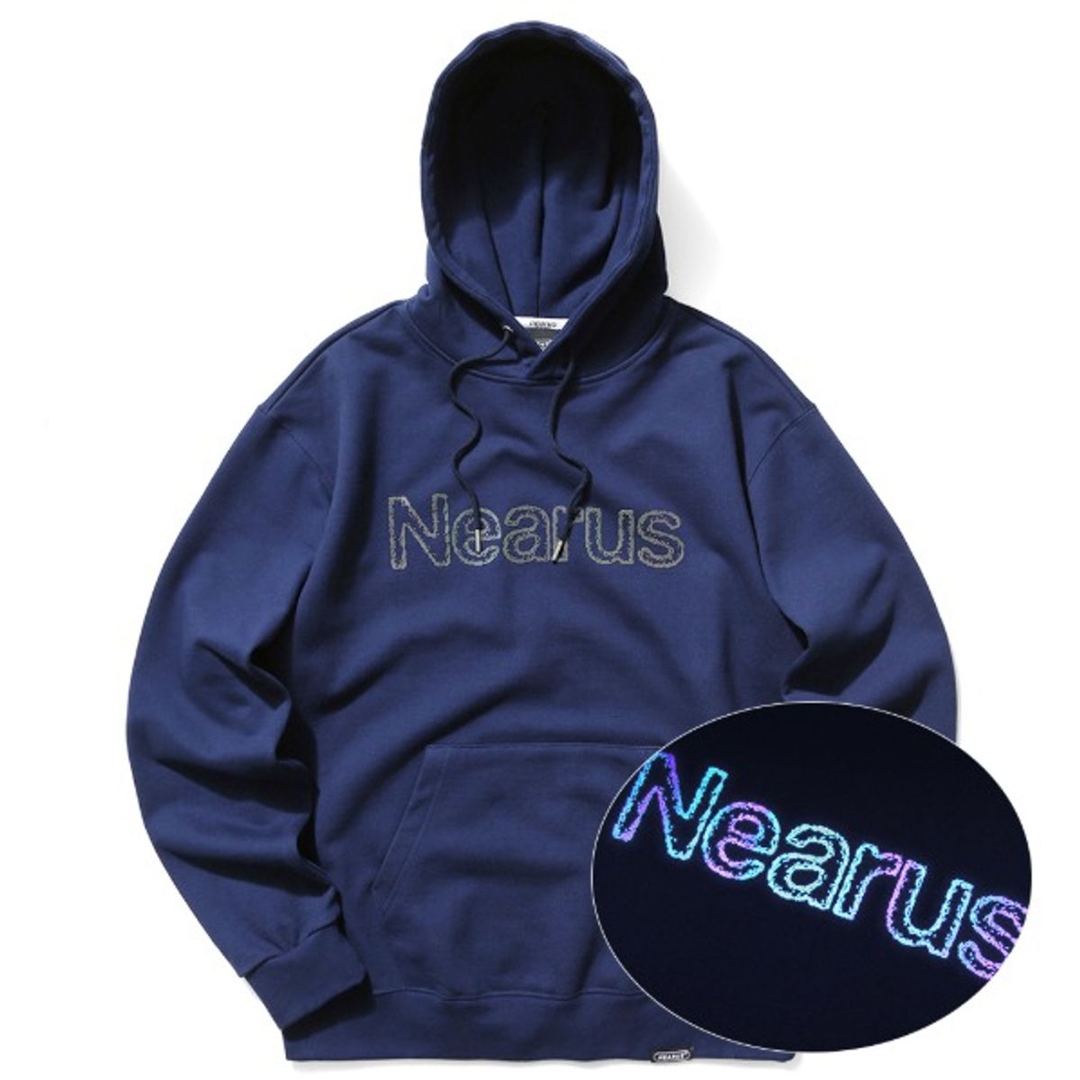 니어러스(NEARUS) SILICON PRISM LOGO HOODIE [NAVY]