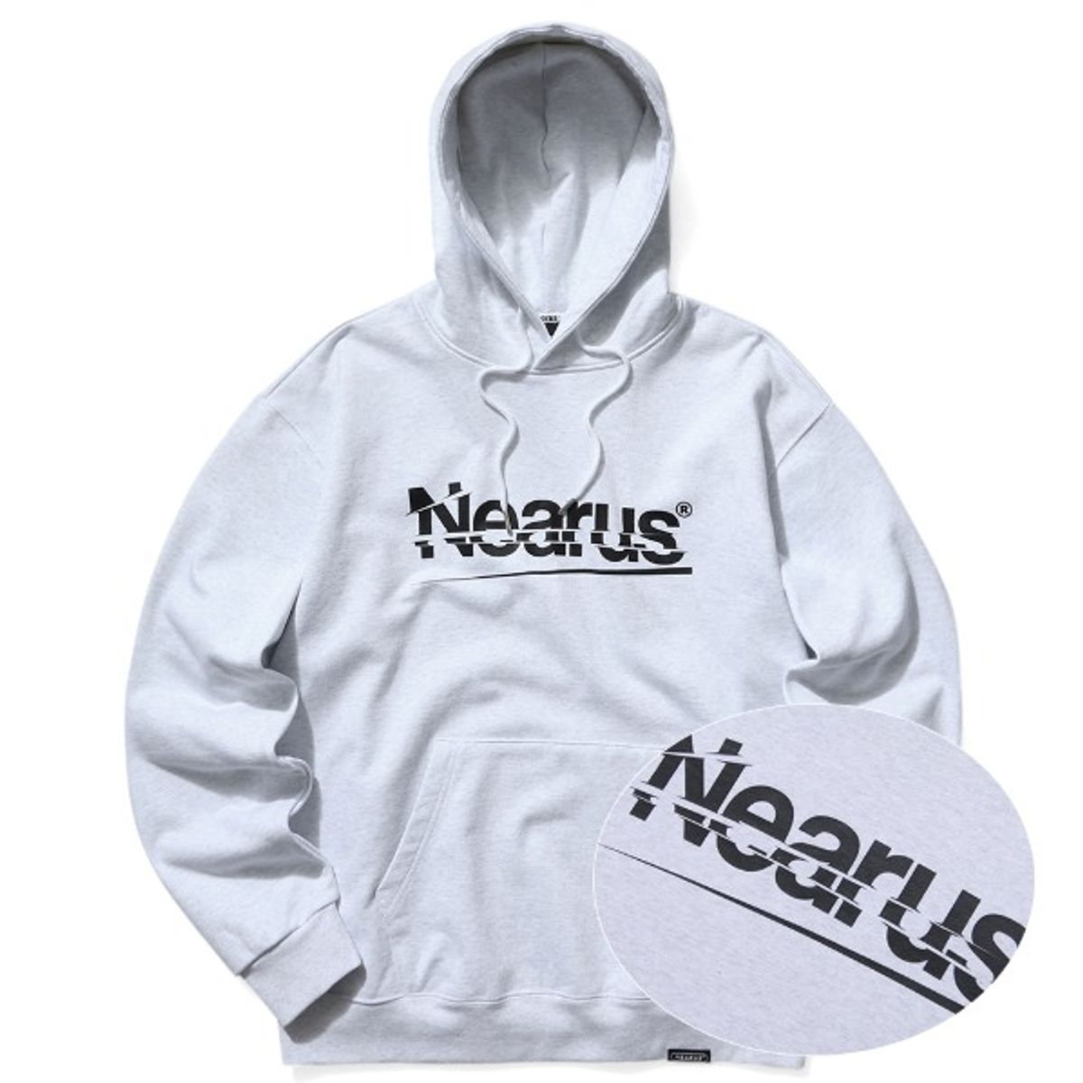 니어러스(NEARUS) SLICE LOGO HOODIE [HEATHER GRAY]